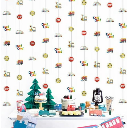 8Pcs Train Garlands, Railroad Sign Choo Choo Chugga Chugga Hanging Streamer, Train Theme Birthday Baby Shower Party Decorations Supplies Indoor Outdoor
