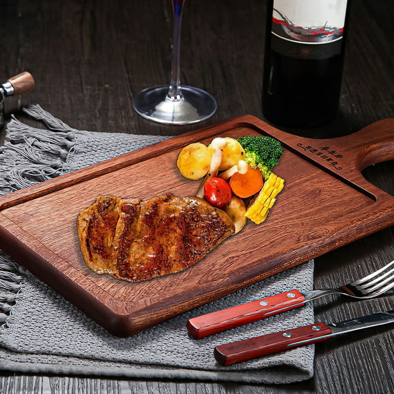 White Oak Bread Serving Board Wood Kitchen Food Chopping Board Special  Grooves Cutting Board Steak Sushi