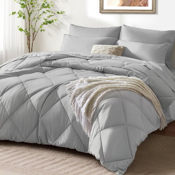 Juego de Edredón Queen SunStyle Home Comfort 7 Piezas Gris Claro