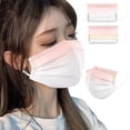 thumbnail image 1 of NETSENG 100pcs Adult Disposable Face Mask Cheek Red Mask Gradient Face Mask 3 Layers Medical Facial Mask, 1 of 5
