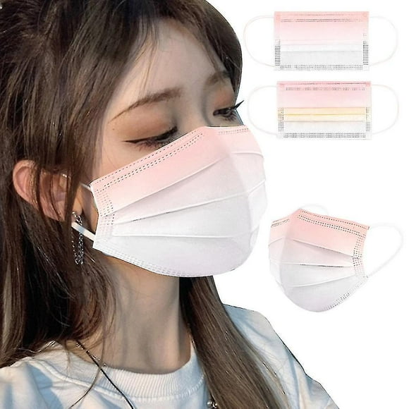 NETSENG 100pcs Adult Disposable Face Mask Cheek Red Mask Gradient Face Mask 3 Layers Medical Facial Mask