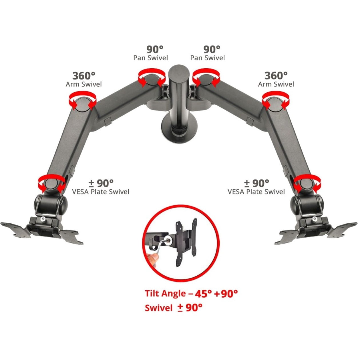 SIIG 14" to 30" Dual Arm Articulating Monitor Desk Mount CEMT3E11S1