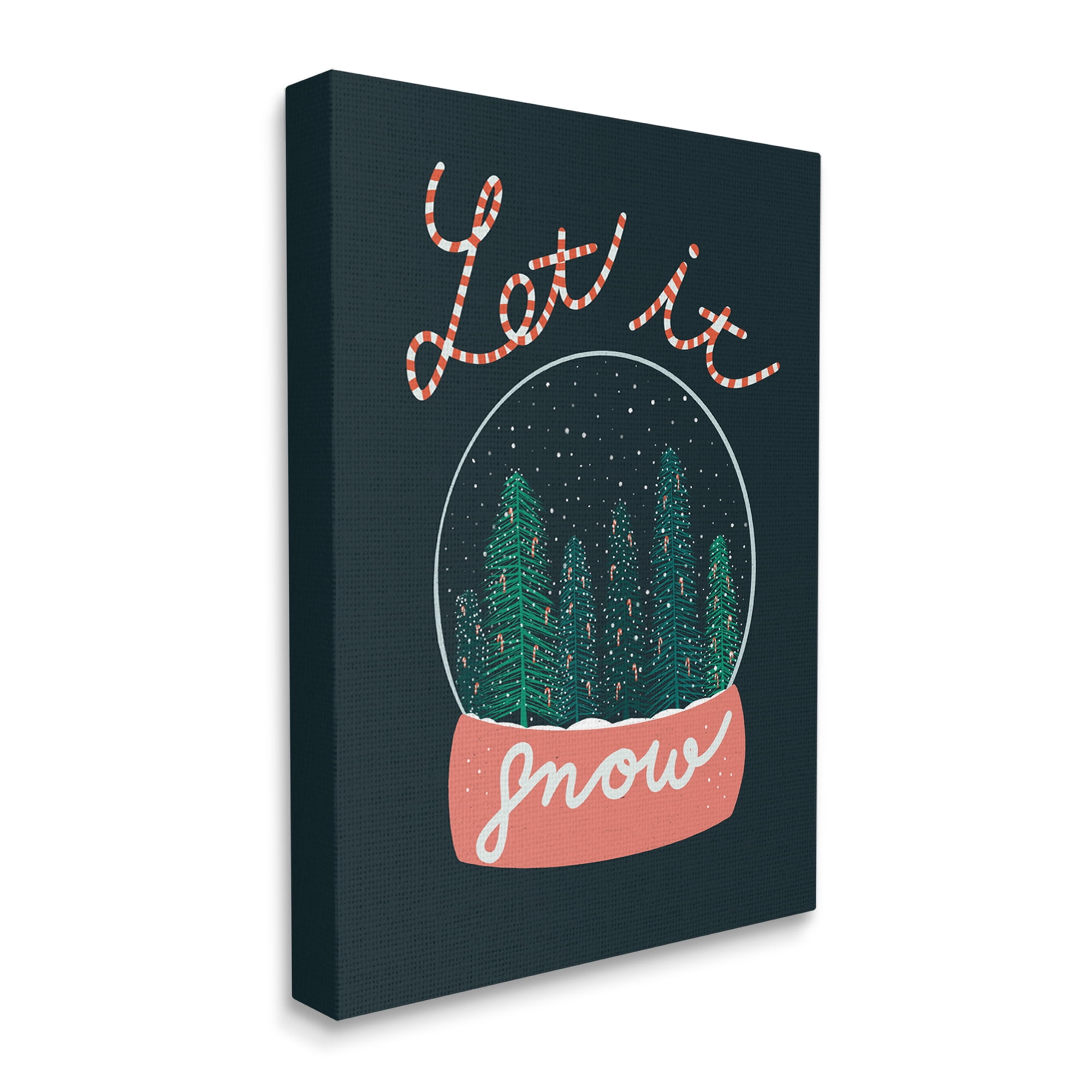 Stupell Industries Let It Snow Seasonal Winter Globe Candy Cane Text Graphic Art Gallery Wrapped Canvas Print Wall Art, Design by Dominika Godette