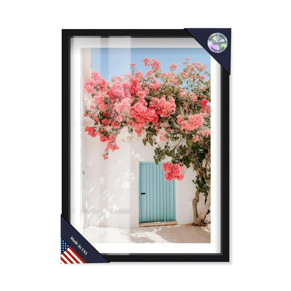 Crimson Vine Door IV Shadowbox Print Travel Art Prints by Notoriart, Black Frame, 11 x 16