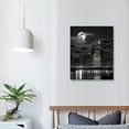 thumbnail image 3 of ONETECH New York City Night Skyline Wall Art Full Moon Landscape Black and White Picture Canvas Prints Manhattan City Poster Framed Artwork Living Room Bedroom Decor, 3 of 4