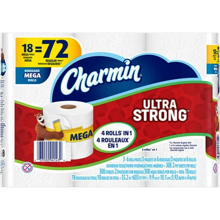 Charmin Ultra Strong Toilet Paper Mega Rolls, 308 sheets, 18 rolls