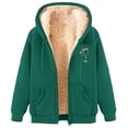 thumbnail image 3 of Chaqueta y sudadera informal con capucha de manga larga para mujer, con estampado de moda, de polar y capucha, 3 of 4