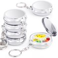thumbnail image 1 of 6 Pack Metal Pill Case Round Medicine Holder Container Keychain Mini Drug Tablet Organizer Box with 3 Compartments for Pocket Purse Travel Outdoor Daily, 1 of 6