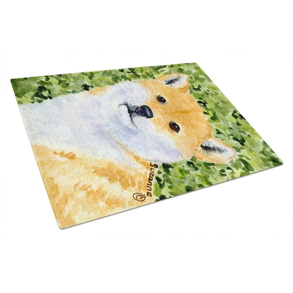 Caroline's Treasures Shiba Inu Glass Cutting Board Large