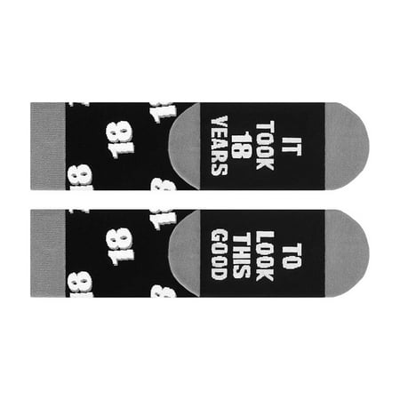 Humorous Text Design Cotton Black Calf Socks with 18th 21st 30th 40th 50th 60th For Adults Birthday Celebration Gifts