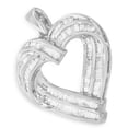 thumbnail image 4 of Sterling Silver 7/8ct TDW Baguette Diamond Heart Pendant Necklace (I-J, I2-I3), 4 of 7