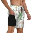 thumbnail image 2 of Kdxio Frog And Mushrooms Print Men'S Swim Trunks With Compression Liner 7 Inch Inseam Quick Dry Swim Shorts, 2 of 7