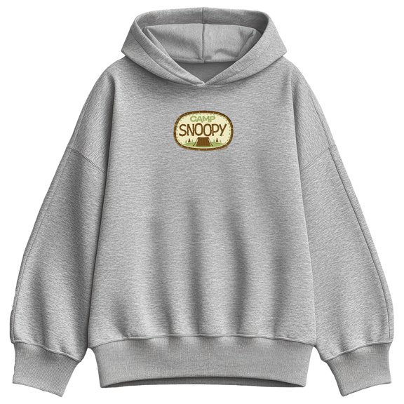 Peanuts - Camp Snoopy Faux Patch - Women's Oversized Fleece Hoodie Sweatshirt
