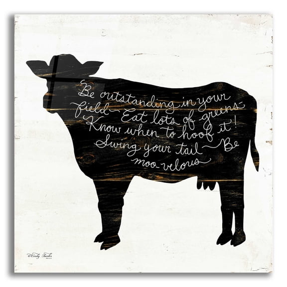 Epic Art 'Cow - Be Outstanding' by Cindy Jacobs, Acrylic Glass Wall Art, 12"x12"