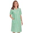 thumbnail image 2 of Collections Etc Collections Women's Etc. Gingham Women's Robe with Floral Accents, Snap-Front Closure and Lace Trim, Mint, Large, 2 of 9