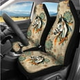 thumbnail image 2 of Binienty Boho Floral Horse Vehicle Seat Covers Front Split Rear with 15 Inch Steering Wheel Cover Headrest Covers Seat Belt Pads Armrest Cushion 14 Pack Automotive Interior Set, 2 of 8