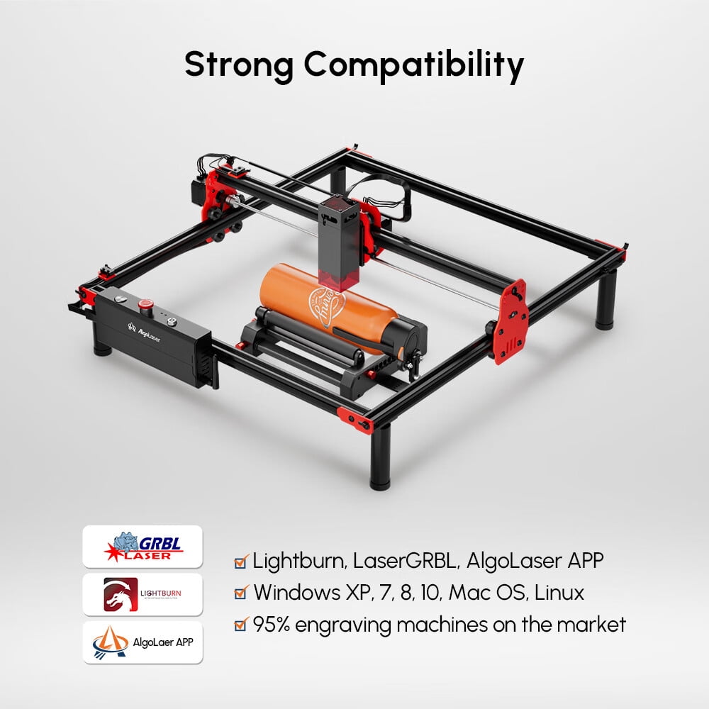 AlgoLaser Laser Engraver Rotary Roller, Y-axis Rotary Module, 7 Adjustment Diameters, 360° Laser Rotary Attachment for Engraving Cylindrical Objects
