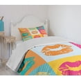 thumbnail image 4 of Ambesonne Modern Quilted Bedspread Set 2 Pcs, Fashion Kiss Love Design, Twin Size, Multicolor, 4 of 6