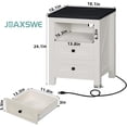 thumbnail image 2 of Nightstand with Charging Station and USB Port, Farmhouse Side End Table with 2 Drawers and Open Shelf, Wood Rustic Sofa Table, Bedside Cabinet for Bedroom, Living Room, Closet, Office (White), 2 of 15