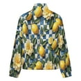 thumbnail image 6 of Jackets for Women Winter Coat Jackets Flannel Stand Collar Jacket(Lemons And Flowers on Checkered Background,Size:S-4XL), 6 of 7