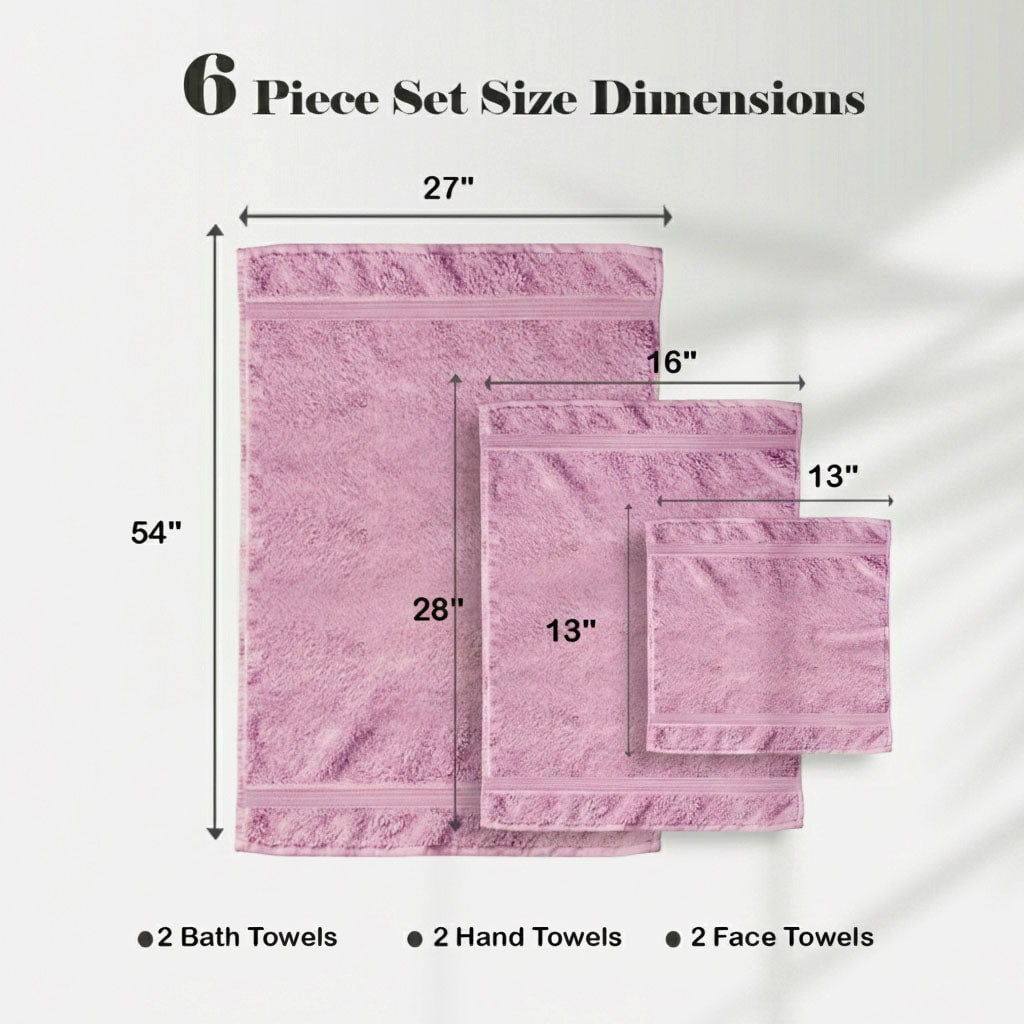 Superior Miami 100% Cotton Lightweight 6-Piece Towel Set, Lilac