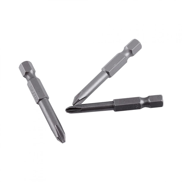 12 Puntas de Destornillador Phillips de 50 mm, Juego de Puntas Cruzadas de Aleación S2 Magnéticas para Taladros Manuales Eléctricos, Vástago Hexagonal de 1 o 4 Pulgadas, 12