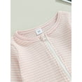 thumbnail image 5 of Bagilaanoe Newborn Baby Girl Waffle Jumpsuits Stripe Long Sleeve Bodysuits 3M 6M 12M 18M Infant Fall One Piece Rompers, 5 of 8