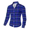 thumbnail image 5 of Mens Sweatshirt 2025 Men’s Button Down Versatile Plaid Shirt Stretch Long Sleeve Casual 2025 Fall Lapel Checkered Dress Shirts, 5 of 8