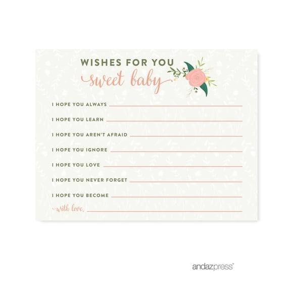 Koyal Wholesale Pink Floral Roses Girl Baby Shower Game, 20-Pack, Baby Girl Theme