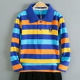 thumbnail image 2 of Eltusu Boys Polo Shirts, Collared Cotton Striped Short Sleeve School Uniform Shirts Dark Blue Size 8-9T, 2 of 3