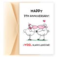 thumbnail image 1 of Tarjeta de aniversario POMELION con bonita temática de lana para el séptimo aniversario, 1 of 7
