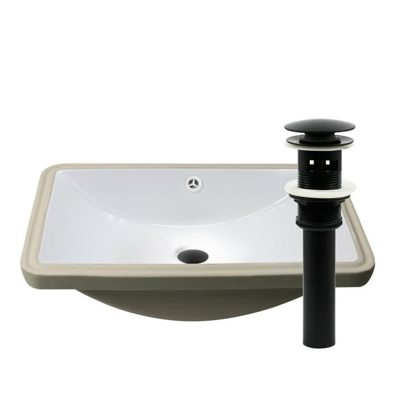 Novatto NP-U213909MB-O White Porcelain Small Rectangular Undermount Sink with Overflow