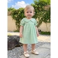 thumbnail image 4 of RUINIXCW Toddler Baby Girl Summer Gingham Plaid Dress Cute Puff Short Sleeve Doll Collar Ruffled Casual A-line Dress Clothes 6 Months to 4 Years, 4 of 9