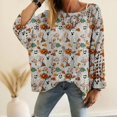 thumbnail image 2 of Halloween Womens Pullover Sweaters Crochet Cat Pumpkin Ghost Graphic Oversized Knit Pullover Cozy Fall Sweater Pullover Sweaters for Women, 2 of 4