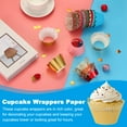thumbnail image 4 of Uxcell Cupcake Wrappers Paper, 50 Pack Baking Cups Standard Rose Decoration for Anniversary Birthday Yellow, 4 of 6