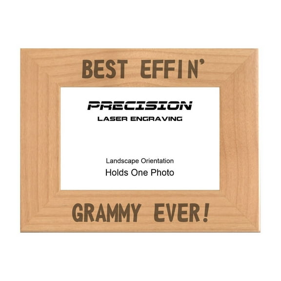 PrecisionNC Funny Grandma Gifts Best Effin Grammy Ever Engraved Natural Wood Picture Frame from Grandchild 4x6 Landscape