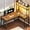 Rustic Brown, variant on AEGFKDL Shaped Computer Desk, 45.3” Small Office Desk, Corner Compuer Desk with Hutch, LED Lights, Power Outlet, Storage Shelves and Hooks for Home Office, Grey