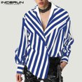 thumbnail image 4 of INCERUN Tops 2024 Moda de estilo americano Nueva camisa de diseño de patrón de rayas para hombres Blusa informal de manga larga para hombre S-5XL, 4 of 5