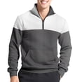 thumbnail image 2 of Ceisia Men's Regular-Fit Stand-Collar Half-Zip Color-Blocked Argyle-Textured Polyester Pullover Gift, 2 of 6