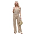 thumbnail image 2 of LYMAYTER Womens Swimsuit Cover-Up Set Crochet Sling Top & Lounge Pants Vacation Beach Set, 2 of 9