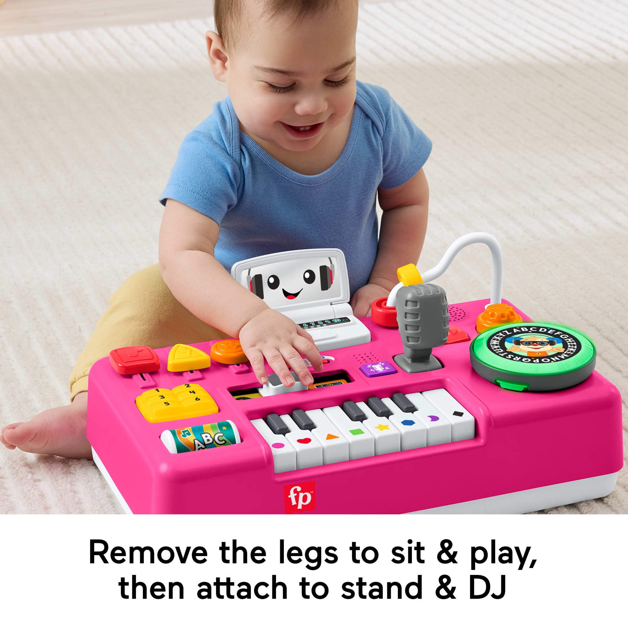 Fisher-Price Laugh & Learn Mix & Learn DJ Table, Pink Musical Learning Toy for Baby & Toddler