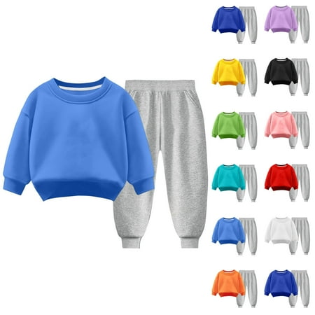 

Baby Deals!2pcs Jogger Outfits Set Fleece Sweatshirts Sweatpants Boys Girls Athletic Sweatsuits Pullover Clothing Clearance Fall Winter Baby Boy Girls Outfit