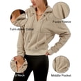 thumbnail image 4 of Amazhiyu Womens Fuzzy Fleece Pullover Sweatshirts Oversized V Neck Drawstring Sherpa Sweater with Pockets, 4 of 5
