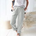 thumbnail image 2 of WTXUE Women's Pants, Cropped Elastic Waisted Pants for Women Solid Color Loose Straight Pants with Pockets for Beach Work Business, Ankle-Length, Grey, 2 of 8