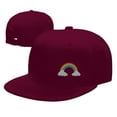 thumbnail image 7 of DouZhe Flat Brim Cap Snapback Hat, Cartoon Rainbow Prints Adjustable Red Adult Baseball Cap, 7 of 7