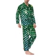 thumbnail image 2 of Wukai Green Disco Lights Men's Long-Sleeve Pajama Set - Comfortable Sleepwear with Button-Down Shirt and Pants-Large, 2 of 6
