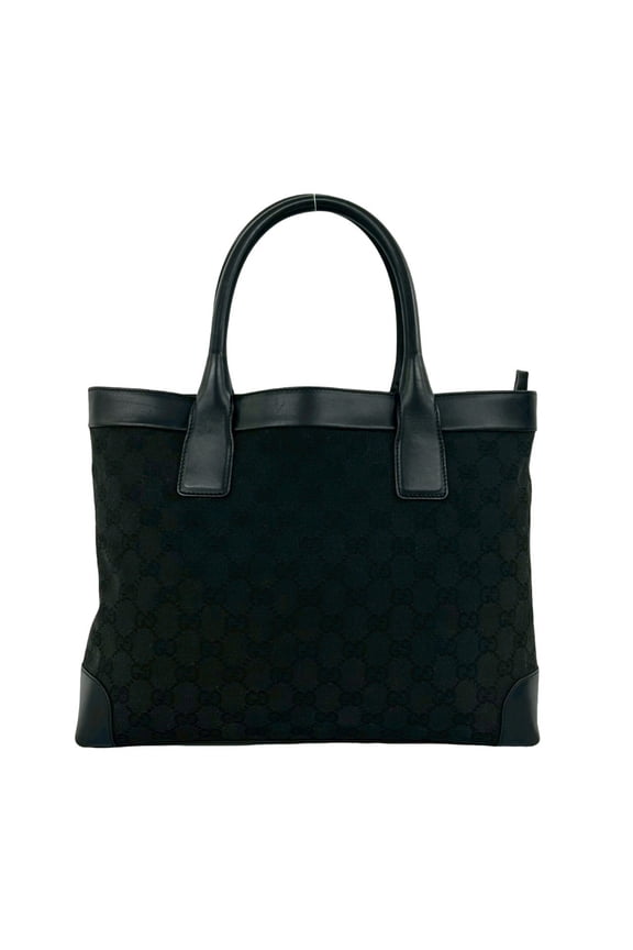 Pre-Owned GUCCI GG pattern canvas leather handbag tote bag Boston black 56362