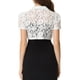 thumbnail image 3 of Inspire Chic Cárdigan Bolero Elegante de Encaje Floral con Cuello de Solapa y Mangas Cortas para Mujer M Blanco, 3 of 5