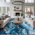 thumbnail image 4 of Area Rug for Living Room, Blue Gold Marble Non-Slip Indoor Large Carpet for Bedroom/Dining Room, Modern Abstract Geometric Gradient Washable Low-Profile Rectangle Floor Runner Rugs - 6 x 9 Ft, 4 of 7
