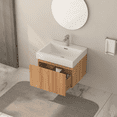thumbnail image 5 of Modern Bathroom Vanity 24" Bathroom Vanity with Sink,Wall Mounted Floating Bathroom Cabinet with Integrated Basin Plywood Finish Modern Minimalist Design for Compact Bathrooms Acacia Color,Wooden Bat, 5 of 11